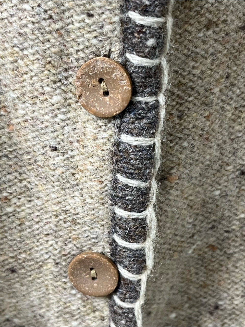Vintage Woolrich Cottagecore Whipstitch Knit Cardigan Sweater Tan Cabincore Med - Picture 3 of 7